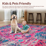 Ultra Soft Area Rug, Non Slip, Stain Resistant, Washable Area Rugs for Living Room, Bedroom, Modern Floral Stain Resistant Bedroom Area Rug(Pink)
