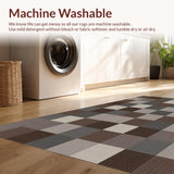 Ultra Soft Area Rug, Non Slip, Stain Resistant, Washable Area Rugs for Living Room, Bedroom, Trendy Minimalist Symmetrical Layout(Brown)