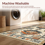 Ultra Soft Area Rug, Non Slip, Stain Resistant, Washable Area Rugs for Living Room, Bedroom, Stylish Abstract Cultural Influence(Orange)