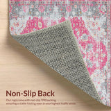 Ultra Soft Area Rug, Non Slip, Stain Resistant, Washable Area Rugs for Living Room, Bedroom, Whimsical Lattice Print Elegance(Pink)