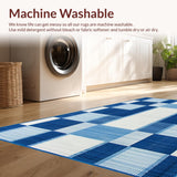Ultra Soft Area Rug, Non Slip, Stain Resistant, Washable Area Rugs for Living Room, Bedroom, Stylish Minimalist Geometric Lines(Blue)