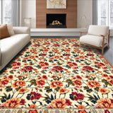 Ultra Soft Area Rug, Non Slip, Stain Resistant, Washable Area Rugs for Living Room, Bedroom, Boho Chic Area Floral Kitchen Mat(Beige)