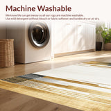 Ultra Soft Area Rug, Non Slip, Stain Resistant, Washable Area Rugs for Living Room, Bedroom, Refined Abstract Tiled Motif(Gold)