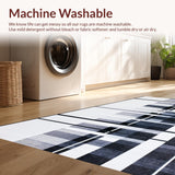 Ultra Soft Area Rug, Non Slip, Stain Resistant, Washable Area Rugs for Living Room, Bedroom, Stylish Black and White Geometric Striped Area Rug(Gray)