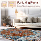 Ultra Soft Area Rug, Non Slip, Stain Resistant, Washable Area Rugs for Living Room, Bedroom, Cozy Antique Tiled Motif(Brown)