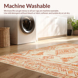 Ultra Soft Area Rug, Non Slip, Stain Resistant, Washable Area Rugs for Living Room, Bedroom, Stylish Warm Beige Medallion Theme(Orange)