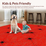Ultra Soft Area Rug, Non Slip, Stain Resistant, Washable Area Rugs for Living Room, Bedroom, Elegant Black and Red Motif(Red)