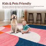 Ultra Soft Area Rug, Non Slip, Stain Resistant, Washable Area Rugs for Living Room, Bedroom, Blush Pink Geometric Nursery Non-Slip Rug(Pink)