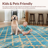 Ultra Soft Area Rug, Non Slip, Stain Resistant, Washable Area Rugs for Living Room, Bedroom, Rustic Spice Tiled Arrangement(Blue)
