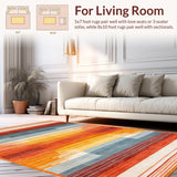 Ultra Soft Area Rug, Non Slip, Stain Resistant, Washable Area Rugs for Living Room, Bedroom, Contemporary Colorful Ogee Pattern(Orange)