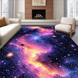 Ultra Soft Area Rug, Non Slip, Stain Resistant, Washable Area Rugs for Living Room, Bedroom, Planet Earth Kids Playroom Space-Themed Carpet(Purple)