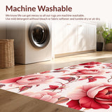 Ultra Soft Area Rug, Non Slip, Stain Resistant, Washable Area Rugs for Living Room, Bedroom, Sophisticated Garden-Inspired Décor(Red)
