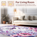 Ultra Soft Area Rug, Non Slip, Stain Resistant, Washable Area Rugs for Living Room, Bedroom, Vibrant Springtime Nature Embrace(Purple)