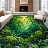 Ultra Soft Area Rug, Non Slip, Stain Resistant, Washable Area Rugs for Living Room, Bedroom, Lush Forest Floral Motif(Green)