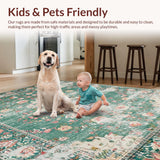 Ultra Soft Area Rug, Non Slip, Stain Resistant, Washable Area Rugs for Living Room, Bedroom, Vintage Inspired Green Aesthetic(Green)