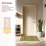 Ultra Soft Area Rug, Non Slip, Stain Resistant, Washable Area Rugs for Living Room, Bedroom, Modern Cheerful Patterned Welcome(Gold)