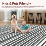 Ultra Soft Area Rug, Non Slip, Stain Resistant, Washable Area Rugs for Living Room, Bedroom, KaHouen Classic Striped Design Floor Mat Outdoor Layering Rug(Black)