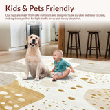 Ultra Soft Area Rug, Non Slip, Stain Resistant, Washable Area Rugs for Living Room, Bedroom, Speckled Beige Area with Abstract Animal Inspired Design(Beige)