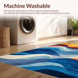 Ultra Soft Area Rug, Non Slip, Stain Resistant, Washable Area Rugs for Living Room, Bedroom, Vibrant Modern Abstract Motif(Blue)