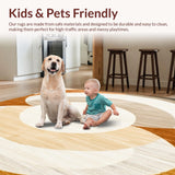 Natural Toned Round Area with Woven Boho Circle Motif and Earthy Accents(Beige)