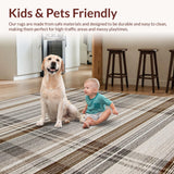 Ultra Soft Area Rug, Non Slip, Stain Resistant, Washable Area Rugs for Living Room, Bedroom, Stylish Monochrome Abstract Design(Beige)