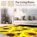 Ultra Soft Area Rug, Non Slip, Stain Resistant, Washable Area Rugs for Living Room, Bedroom, Sunny Rustic Whimsical Touch(Yellow)