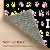 Ultra Soft Area Rug, Non Slip, Stain Resistant, Washable Area Rugs for Living Room, Bedroom, Charming Colorful Puppy Footprints(Black)
