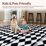 Ultra Soft Area Rug, Non Slip, Stain Resistant, Washable Area Rugs for Living Room, Bedroom, Modern Black and White Checkered Dorm Rug(Black)
