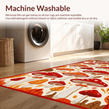 Ultra Soft Area Rug, Non Slip, Stain Resistant, Washable Area Rugs for Living Room, Bedroom, Cozy Rustic Mushroom Print Decor(Orange)