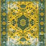 Ultra Soft Area Rug, Non Slip, Stain Resistant, Washable Area Rugs for Living Room, Bedroom, Whimsical Multi-Hued Floral Arrangement(Yellow)
