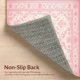 Ultra Soft Area Rug, Non Slip, Stain Resistant, Washable Area Rugs for Living Room, Bedroom, Dusty Rose Rug with Victorian Scrollwork(Pink)