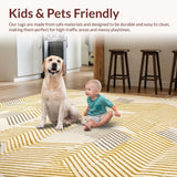Ultra Soft Area Rug, Non Slip, Stain Resistant, Washable Area Rugs for Living Room, Bedroom, Cream & Beige Zigzag Area Rug(Gold)