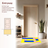 Ultra Soft Area Rug, Non Slip, Stain Resistant, Washable Area Rugs for Living Room, Bedroom, Eclectic Geometric Color Fusion(Yellow)