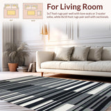 Ultra Soft Area Rug, Non Slip, Stain Resistant, Washable Area Rugs for Living Room, Bedroom, Timeless Monochrome Striped Aesthetic(Black)