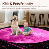 Ultra Soft Area Rug, Non Slip, Stain Resistant, Washable Area Rugs for Living Room, Bedroom, Whimsical Botanical Monochrome Patterns(Pink)