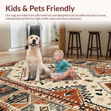 Ultra Soft Area Rug, Non Slip, Stain Resistant, Washable Area Rugs for Living Room, Bedroom, Cozy Minimalist Linear Design(Orange)