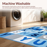 Ultra Soft Area Rug, Non Slip, Stain Resistant, Washable Area Rugs for Living Room, Bedroom, Stylish Modern Circular Design(Blue)