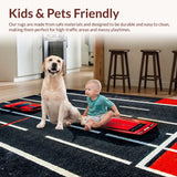 Ultra Soft Area Rug, Non Slip, Stain Resistant, Washable Area Rugs for Living Room, Bedroom, Chic Modern Race Car Motif(Red)