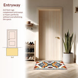 Ultra Soft Area Rug, Non Slip, Stain Resistant, Washable Area Rugs for Living Room, Bedroom, Southwestern Ivory Bathroom Rug with Non-Slip Backing(Red)