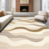Ultra Soft Area Rug, Non Slip, Stain Resistant, Washable Area Rugs for Living Room, Bedroom, Luxurious Beige Curved Patterns(Beige)