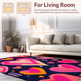 Ultra Soft Area Rug, Non Slip, Stain Resistant, Washable Area Rugs for Living Room, Bedroom, Vivid Whimsical Pink Color Splash(Purple)