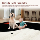 Ultra Soft Area Rug, Non Slip, Stain Resistant, Washable Area Rugs for Living Room, Bedroom, Stylish Monochromatic Round Animal Motif(Black)