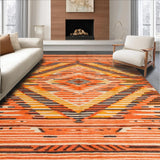 Ultra Soft Area Rug, Non Slip, Stain Resistant, Washable Area Rugs for Living Room, Bedroom, Vibrant Orange Geometric Elegance(Orange)