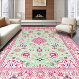 Ultra Soft Area Rug, Non Slip, Stain Resistant, Washable Area Rugs for Living Room, Bedroom, Trendy Modern Medallion Style(Pink)