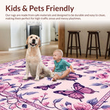 Ultra Soft Area Rug, Non Slip, Stain Resistant, Washable Area Rugs for Living Room, Bedroom, Stylish Transitional Pink Insect Pattern(Pink)