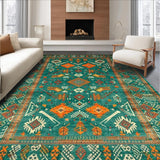 Ultra Soft Area Rug, Non Slip, Stain Resistant, Washable Area Rugs for Living Room, Bedroom, Chic Distressed Ethnic Pattern(Green)