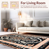 Ultra Soft Area Rug, Non Slip, Stain Resistant, Washable Area Rugs for Living Room, Bedroom, Sophisticated Charcoal Animal Motif(Black)