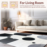 Ultra Soft Area Rug, Non Slip, Stain Resistant, Washable Area Rugs for Living Room, Bedroom, Whimsical 3D Curved Comfort(Black)