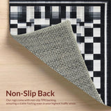 Ultra Soft Area Rug, Non Slip, Stain Resistant, Washable Area Rugs for Living Room, Bedroom, Graphic Checkered Patio Rug Modern Floor Covering(Black)