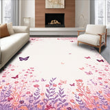 Ultra Soft Area Rug, Non Slip, Stain Resistant, Washable Area Rugs for Living Room, Bedroom, Adorable Enchanted Garden Design(Pink)